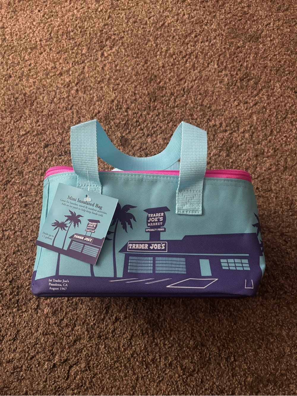 Trader Joe's Mini Insulated Bag - Mint, Purple, Pink - Picture 2 of 2